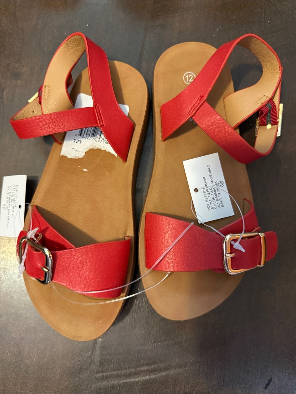 Primark Red Ankle-Strap Buckle Sandals